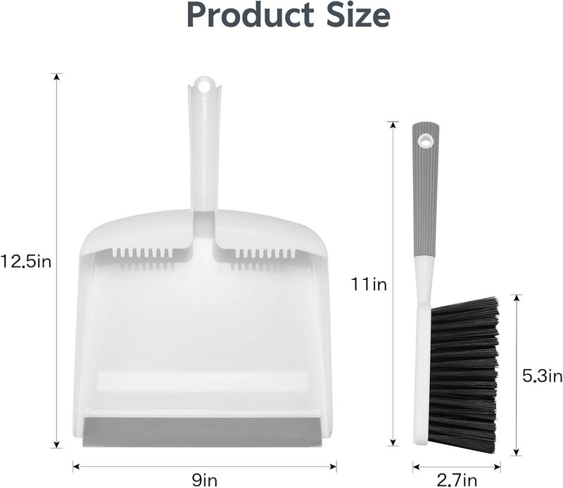 SetSail Mini Broom and Dustpan Set, Portable Cleaning Brush and Dustpan Combo Nesting Snap-On Handheld Dust Pan and Brush Set, Small Brush Dustpan for Kitchen, Desktop, Pet, Floor, Sofa, Grey White - Image 2